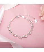 Hot sale new 925 Silver Geometry beads Chain Bracelet for Women Fashion ... - $17.79