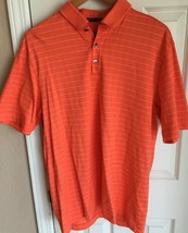 Tiger Woods Collection Nike FIT DRY Orange Striped Golf Polo Men&#39;s L - $22.72