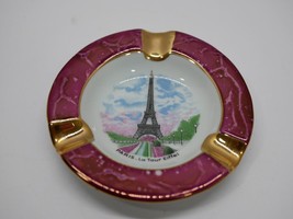 Vintage Limoges Paris - La Tour Eiffel Souvenir Ashtray Purple Swirl Gold Gilt - £15.62 GBP