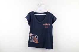 Vintage Y2K Womens Medium Distressed Ribbed Knit Detroit Tigers Baseball T-Shirt - £23.33 GBP