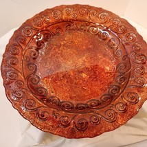 Vintage Large Burnt Orange/ Copper Color Glass Decorative Centerpiece Plate - £29.58 GBP