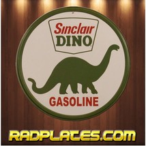 Vintage Style Round Man Cave Garage Sinclar Dino Gasoline Aluminum Sign 12&quot; - £17.18 GBP