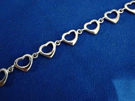 925 Sterling Silver FAS 9 Mm Wide 7 In Long Heart Bracelet Free Shipping - $34.99