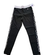New Champion Script Logo Stretch Cotton Black Leggings Medium - $345.89 MXN