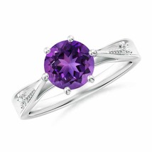 Authenticity Guarantee

Tapered Shank Amethyst Solitaire Ring with Diamonds i... - £765.90 GBP