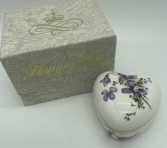 Vintage Hammersley Bone China Porcelain Victorian Violets Heart Trinket Box 2” - £9.54 GBP