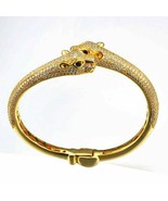 14K or Jaune Plaqué Laiton 2.00Ct Ronde Coupe Zc Panther Bracelet Pour H... - €263,15 EUR