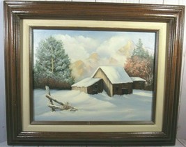 Original Oil Painting Canvas 9 x 12  &quot;SNOWY DAY&quot;  Framed Artist Pat Keely - £69.64 GBP