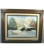 Original Oil Painting Canvas 9 x 12  &quot;SNOWY DAY&quot;  Framed Artist Pat Keely - £67.55 GBP