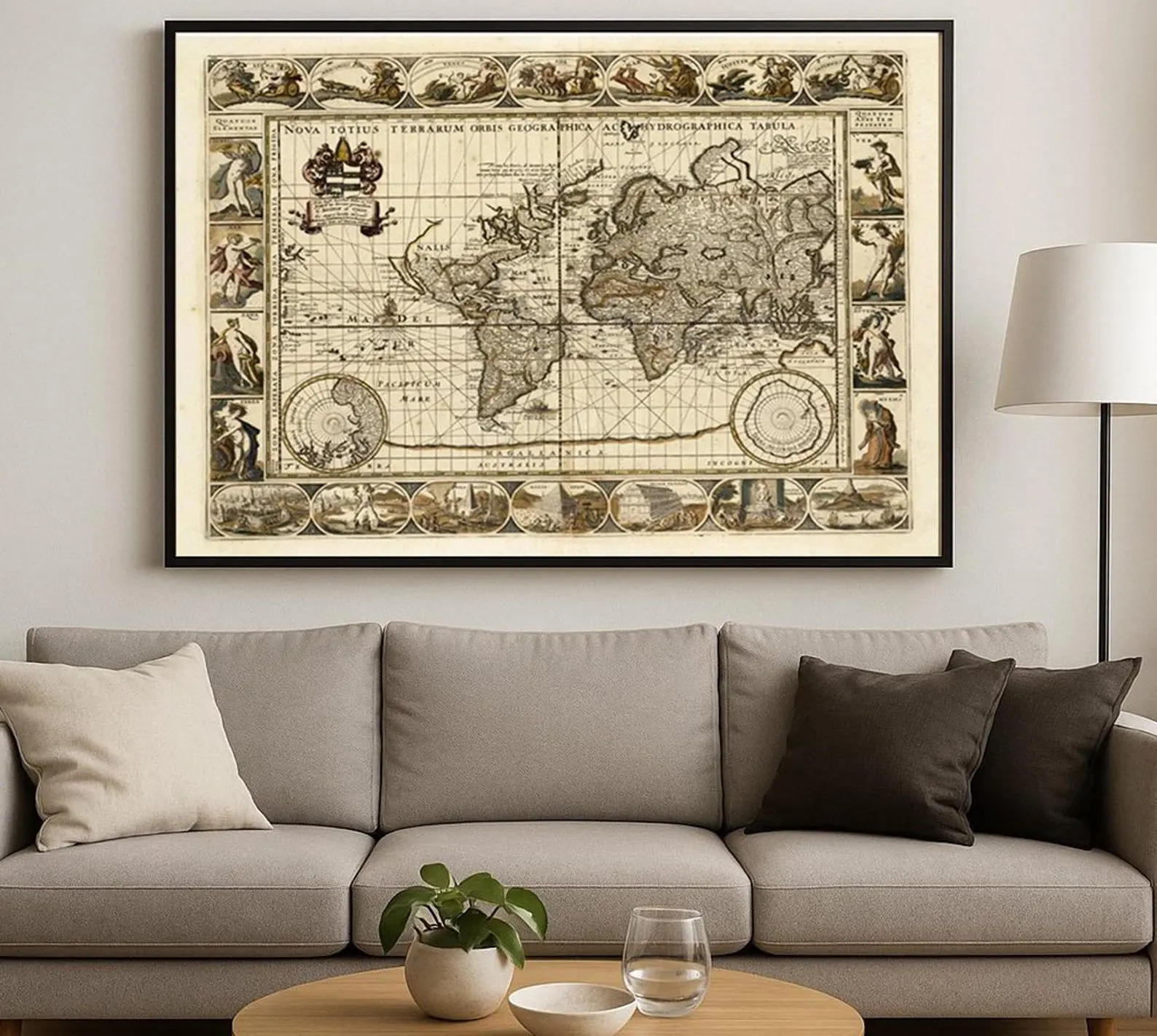 Luxury Vintage World Map Print – 17th Century “Nova Orbis Terrarum” | Mu... - $1,929.13 MXN