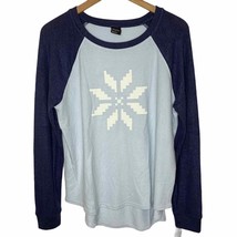 Free Press blue snowflake long sleeve knit top S new - £8.02 GBP