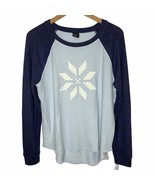 Free Press blue snowflake long sleeve knit top S new - £7.87 GBP