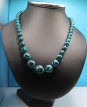 Vintage Blue Green Shaped Beaded Necklace Choker #4 - £5.50 GBP