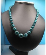 Vintage Blue Green Shaped Beaded Necklace Choker #4 - $6.99