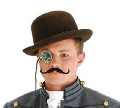 Male SteamPunk Costume Kit, Bowler Hat Monocle Mustache - £11.33 GBP