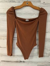 Wilfred Bodysuit Women&#39;s 2XS Orange Square Neck Ribbed Long Sleeve Thong... - £14.83 GBP