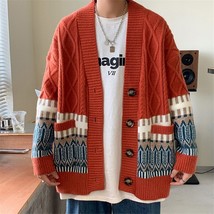 ZAZOMDE Retro  Cardigan Men Streetwear Stripe Pattern Clic Sweaters Coat... - $128.26