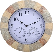 14 Inch Thermometer Clock Wall Clock Waterproof Wall Clock Indoor Outdoor - $26.64