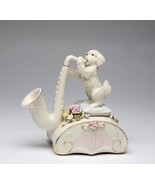 Cg 80080 White Dog Standing on Pillows Playing Saxophone - $955.26 MXN