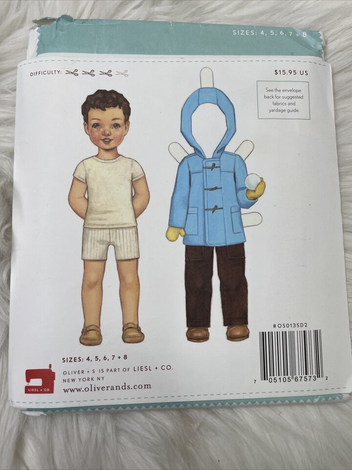 Oliver + S School Days Jacket Coat Child Sewing Pattern Size 4-8Y Boy Girl - £7.67 GBP