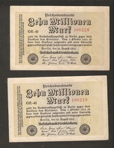 Germany Weimar Reichsbanknote 10 Millionen Mark 1923 Consecutive Serial ... - £19.84 GBP