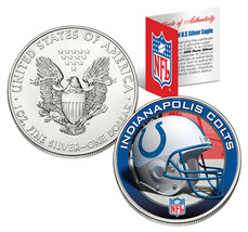INDIANAPOLIS COLTS 1 Oz American Silver Eagle $1 US Coin Colorized NFL L... - €73,75 EUR