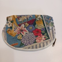 Trina Multi Color Floral Cosmetic Bag Or Small Change Purse Zipper Old W... - $9.90