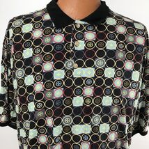 Paradise Blue Men's Polo Shirt XL Hawaiian Geometric Blue Black Beige Ba... - $17.24