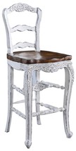 Bar Stool French Country Whitewash Rustic Pecan Floral Carved Saddle Seat - £726.61 GBP