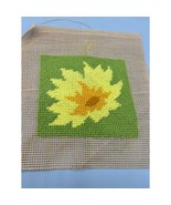 Handmade Sunflower Wall Art  Complete Needlepoint 4.75 x 4.5 Decor - $7.83