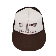 Vintage Air-Comm Two-Way Radio Truckers Hat White Over Brown Brim Snapback - $9.46