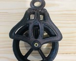 Rustic Pulley Cable Wheel Farmhouse Country Home Decor Cast Iron Hanging... - $29.99