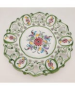 R.C. &amp; Cal Juncal Porto De Mos 9&quot; Hand Painted Reticulated Floral Plate ... - £11.76 GBP