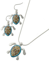 Sea turtle glitter pendant earring set - $15.84