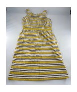 Boden Dress Womens Size 8 L Yellow White Striped Sleeveless Sheath Knee ... - $32.48