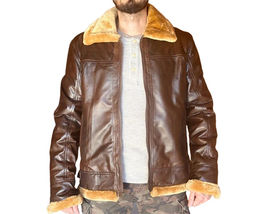 Men&#39;s Aviator Shearling Fur Premium Sheepskin Leather Jacket  - £131.59 GBP