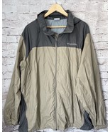 Columbia Mens Jacket Lightweight Windbreaker Hooded Tan Black Packable XXL - $26.03