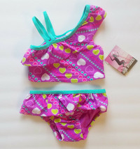 Joe Boxer Infant Toddler Girls 2 Piece Swimsuit One Shoulder 12M 24M 2T NWT - $11.89