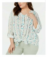 Style &amp; Co Size Plus 3X Tie Front Blouse Bouquet Dreams New With Tags - $610.69 MXN