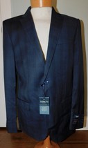 Zanetti Sz 44L Mens Wool Porto Suit Jacket Navy Plaid Sport Coat Blazer ... - $54.44