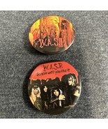 Pair - 1984 WASP licensed button 1.5&quot; pin band badge W.A.S.P. Scream - £7.74 GBP