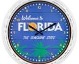 X-Large Plastic Outdoor Wall Clock,app.16&quot;,WELCOME TO FLORIDA,SUNSHINE,L... - £23.36 GBP