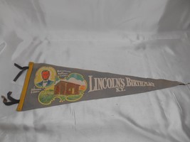 Old Vtg LINCOLN BIRTHPLACE KENTUCKY FELT PENNANT TRAVEL SOUVENIR ABE LOG... - $29.69