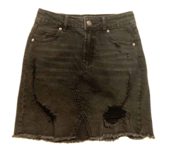 Wild Fable Mini Skirt Womens Size 00 Black Denim Jean Raw Hem Distressed 24x15 - £5.24 GBP