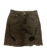 Wild Fable Mini Skirt Womens Size 00 Black Denim Jean Raw Hem Distressed... - £5.25 GBP