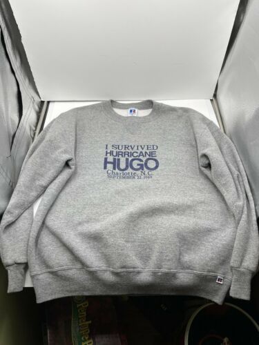 Vintage Russell Sweatshirt Hurricane Hugo 1989 NC Made In USA Mens XL Crewneck - $49.49