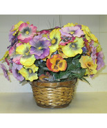 Artificial Woven Basket with Handle Planter Faux Indoor House Plant - $10.00