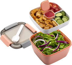 Freshmage Salad Lunch Container To Go, 52-oz Salad Bowls with 3 Compartments, Sa - £14.19 GBP