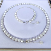 100% S925 Silver  Jewelry Sets Natural Freshwater  Bracelet Necklaces For Women  - £25.46 GBP