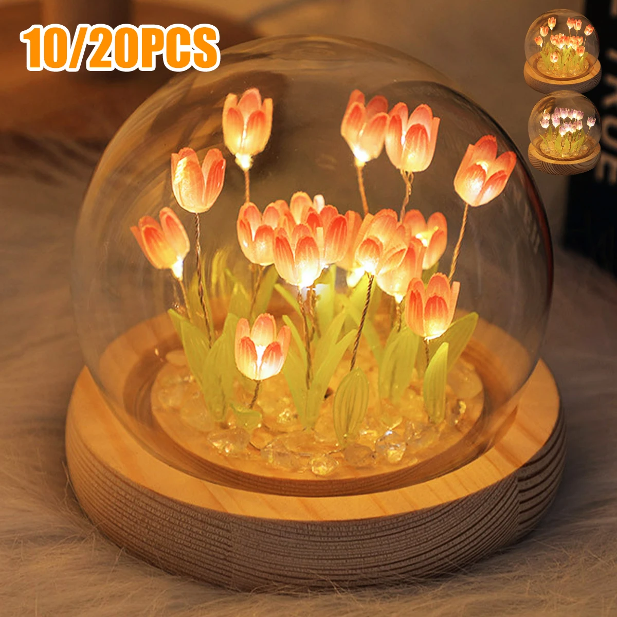 10/20Pcs Tulip Night Light Battery Operated Tulip Flower Table Lamp DIY - $7.71+